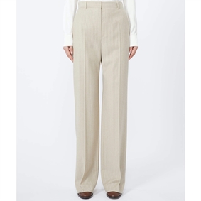 Max Mara Studio Medium Bukser, Beige Pinstripes